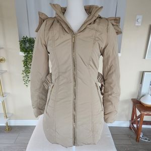 Studio F Winter Puffer Jacket with Removable Hood Beige size Small For Women